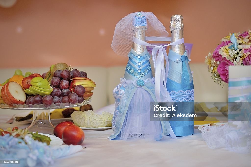 Bouteilles de champagne de mariage décorée - Photo de Alcool libre de droits