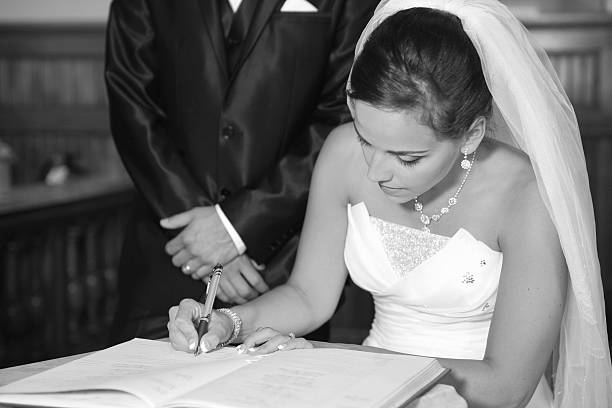 istock Wedding - Black and White Sign Woman 175778664