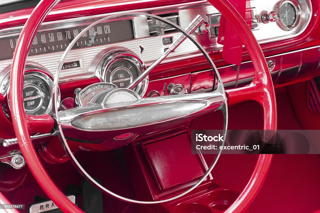 Lenkrad und dashboard einer alten retro-Bezahlung von Drittpersonen mit American car - Lizenzfrei 1950-1959 Stock-Foto
