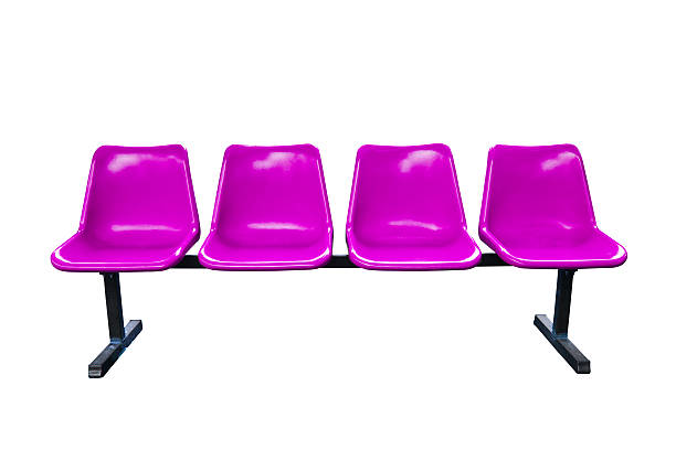 istock Purple plastic chairs at the bus stop isolated 175778781