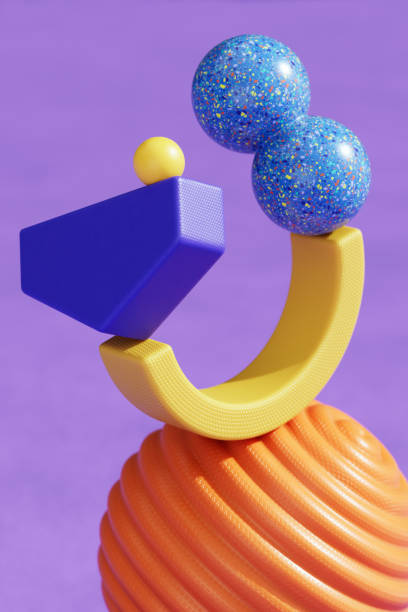 istock 3D Abstract Composition of Balancing Multicoloured Geometric Shapes. Balance, Creativity and Brainstorming Concept. 1757790892