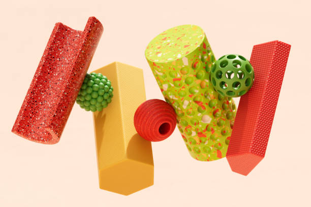 istock 3D Abstract Composition of Balancing Multicoloured Geometric Shapes. Balance, Creativity and Brainstorming Concept. 1757790893