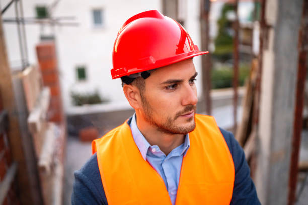 istock Young Caucasian male architect on a construction site 1757792009