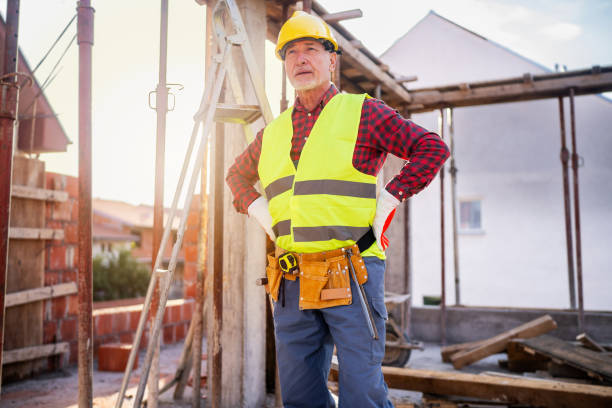istock Portrait of an senior Caucasian construction worker, on a construction site 1757794752