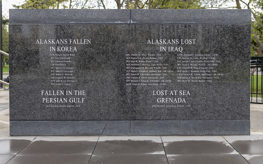 Alaska war Memorial in Delaney Park, Anchorage, Alaska, USA