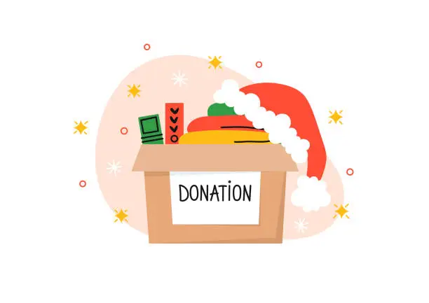 Vector illustration of Christmas donation.