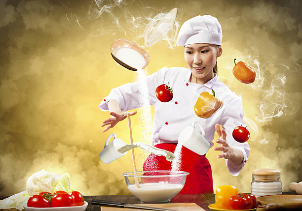 istock Asian female cooking with magic 175783026