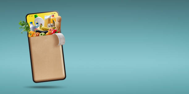 istock Online grocery shopping app on smartphone 1757855688
