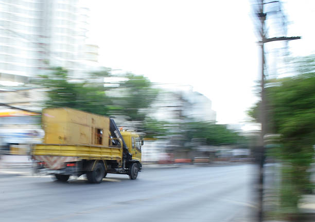 istock Yellow truck on the road 175785658