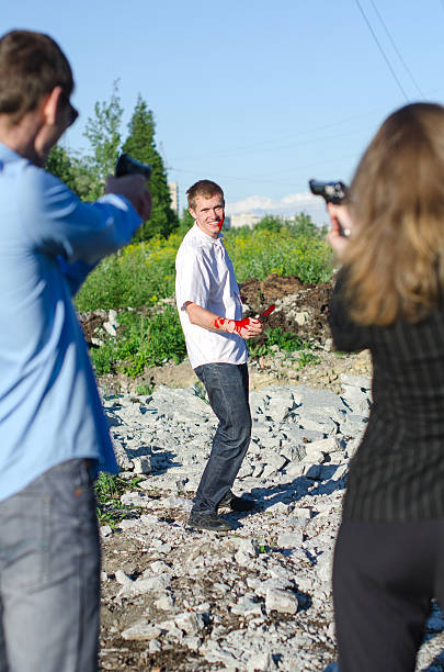 istock Two FBI agents arresting an offender with knife 175785724