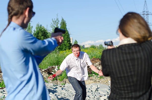 istock Two FBI agents arresting an offender with knife 175785730