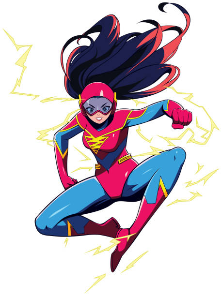 istock Teenage Female Manga Superhero Attack Isolated 1757864875