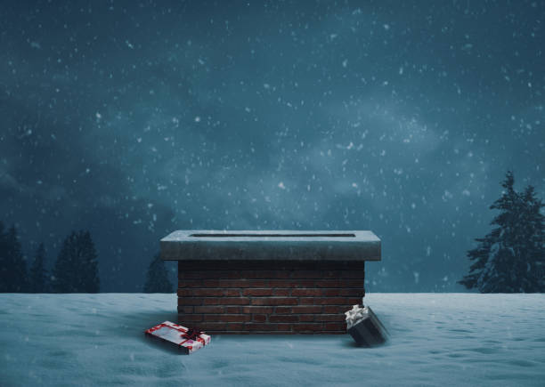 istock Santa was here: Christmas presents next to a chimney 1757865432
