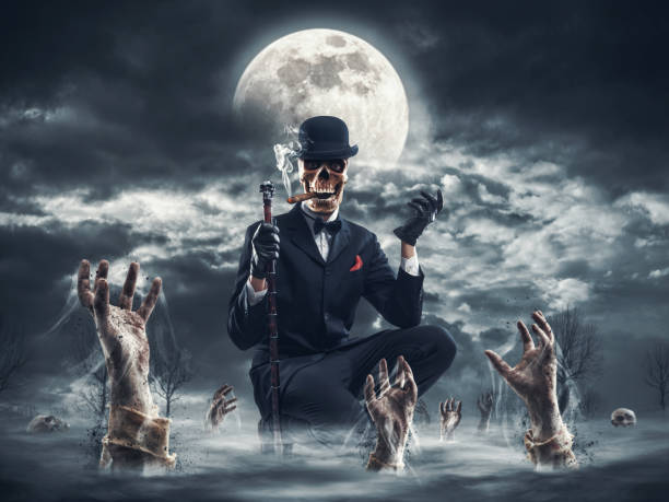 istock Scary horror character surrounded by zombie hands 1757866114