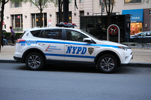 New York, USA - September 14, 2023: NYPD car in lower Manhattan