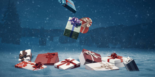 istock Christmas gifts falling from the sky 1757876455