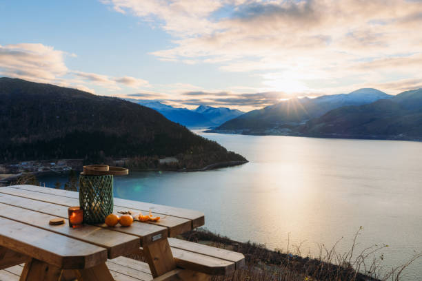 Contemplating Winter Time In Cozy Way With Mountain View