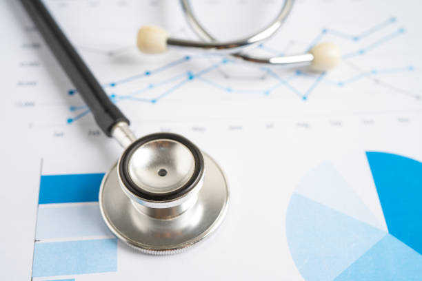 istock Stethoscope on graph paper, Finance, Account, Statistics, Investment, Analytic research data economy and Business company concept. 1757879999