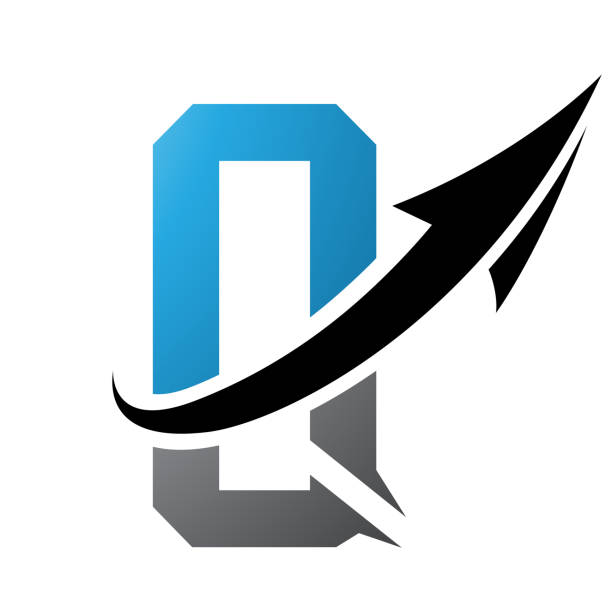 istock Blue and Black Futuristic Letter Q Icon with an Arrow 1757881070