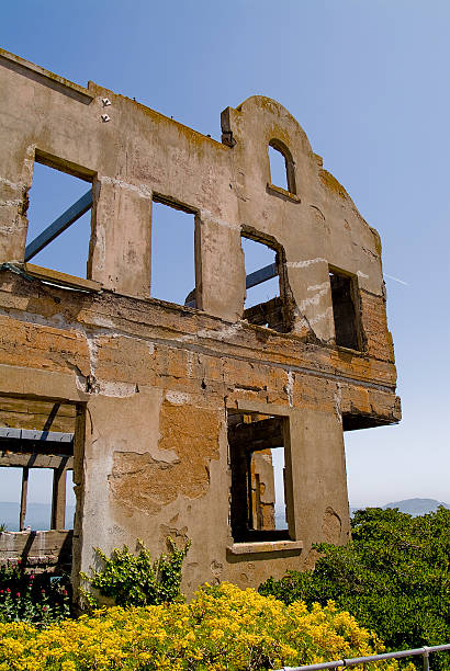 Abandoned Eroding Building Walls Wildflower Garden Structure San Francisco California