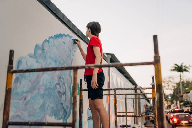 istock Street painter boy in the city 1757915772