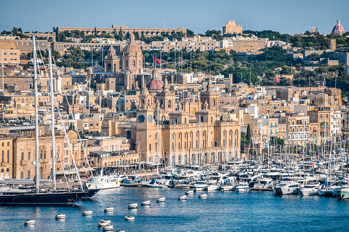 Beautiful Ships And Yachts Of Old Harbor of Valletta, Malta