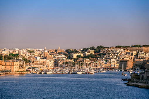 Wide Angle View Of Majestic Old Harbor of Valletta, Malta
