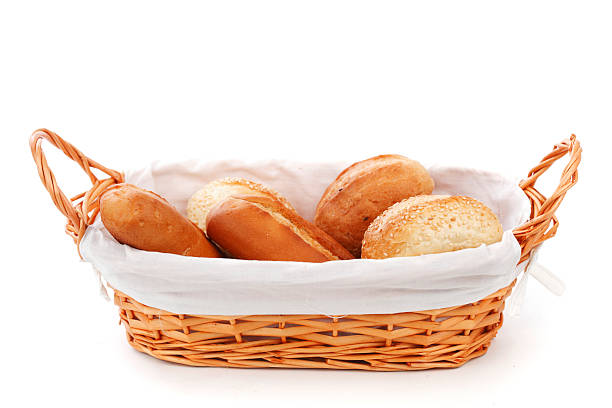 istock bread in wicker basket isolated on white 175791930