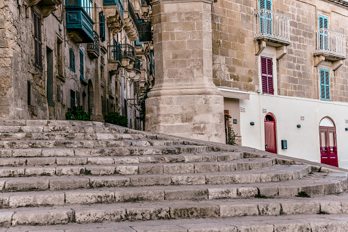 View of a narrow street in the Italian city Bari. Bari is the capital city of the Metropolitan City of Bari and of the Apulia region, on the Adriatic Sea, in southern Italy