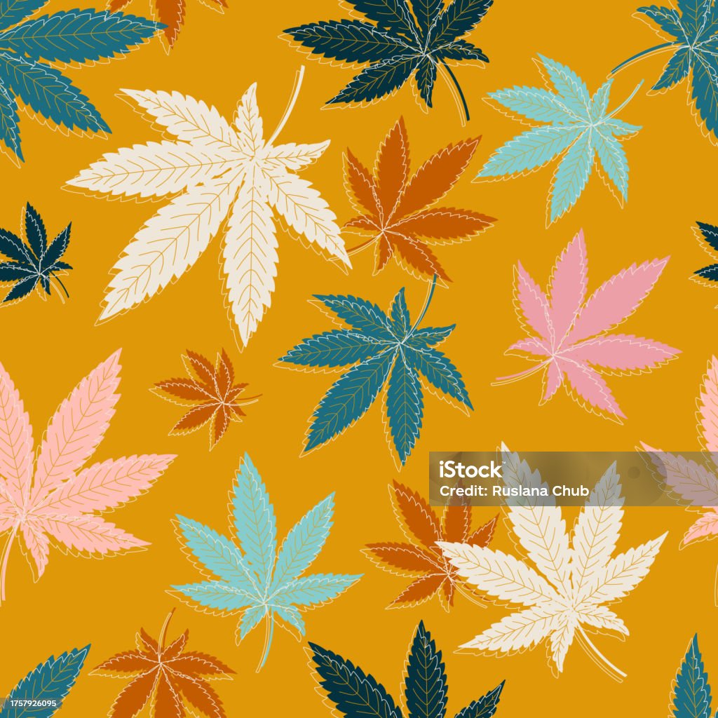 Marijuana Vector Pattern Cannabis Marijuana Leaf Seamless Pattern With Narcotic Plants For ...