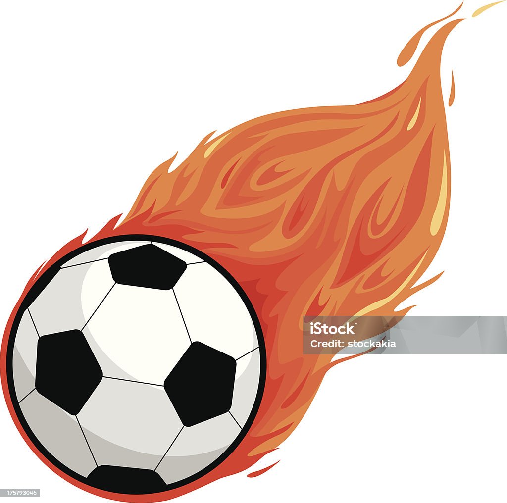 Bola de futebol em fogo - Royalty-free Aspiração arte vetorial