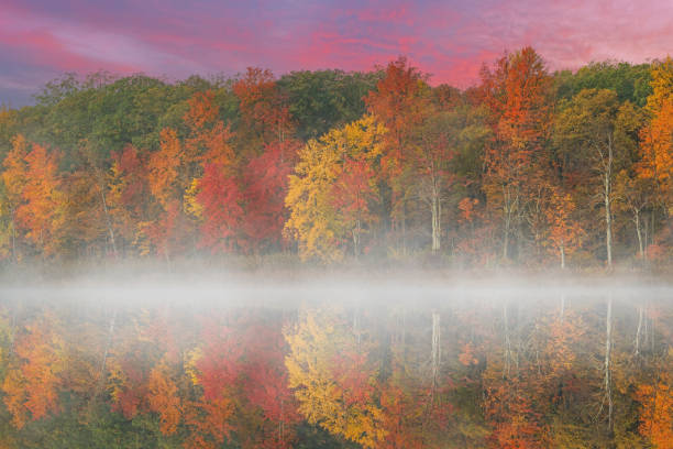 istock Autumn Dawn Deep Lake in Fog 1757936180