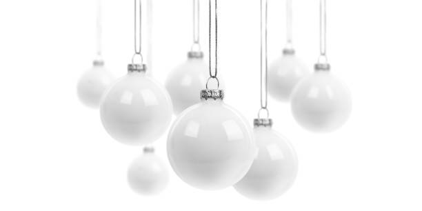 istock Hanging White Christmas Ornaments Isolated on White Background 1757938453