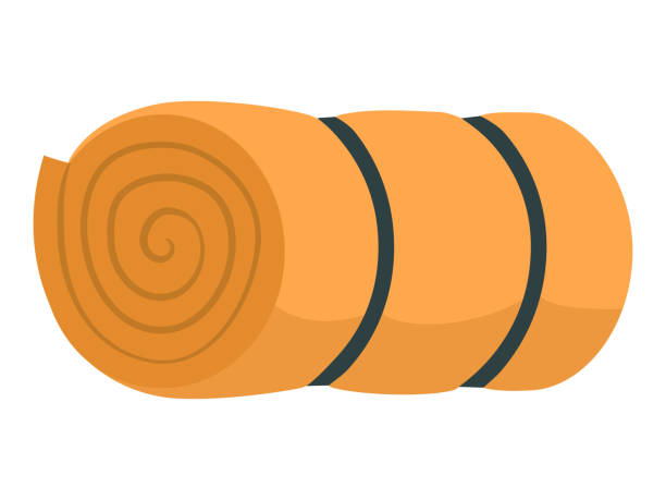 Rolled up sleeping bag isolated vector art illustration