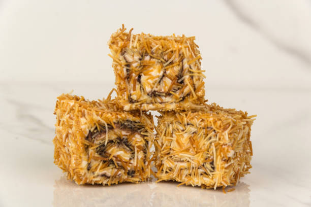 istock Turkish sweet delights on white marble background 1757972591