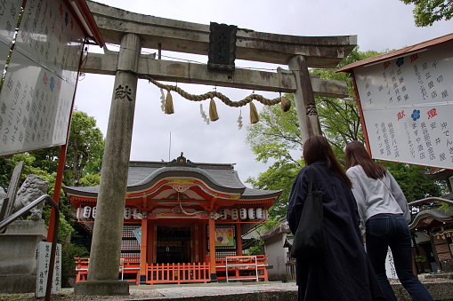 Fukuchiyama,Japan,May 6,2023:Goryo Shrine in Fukuchiyama City, which enshrines Sengoku warlord Akechi Mitsuhide