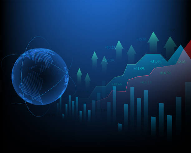 istock Illustration of stock market analysis around the world 1757973736