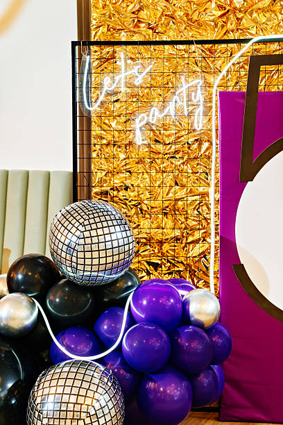 istock Shiny photo zone with LED strip lettering. 1757973745