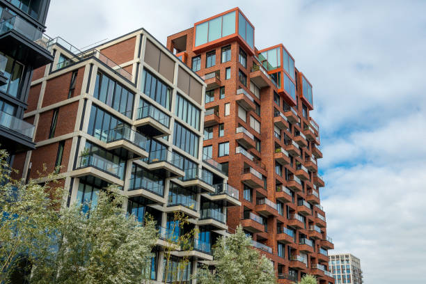 istock Modern housing building with balconies and brick facade 1757982148