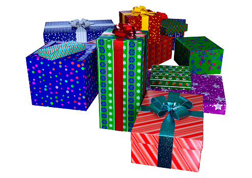 3D rendering of a Christmas gifts isolated on white background