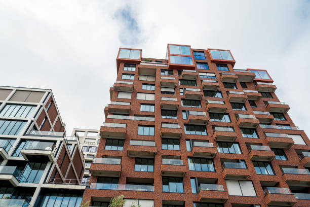 istock Modern housing building with balconies and brick facade 1757983369