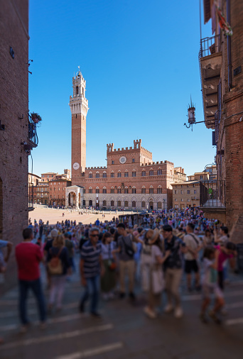 city scape of Siena with Piazza de Campo and Campanile Tuscany, Italy