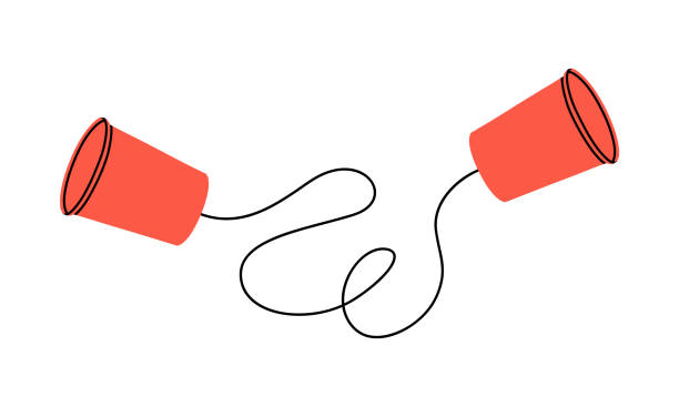 ilustracja telefonu z kubkiem papierowym - jednorazowa lina stock illustrations
