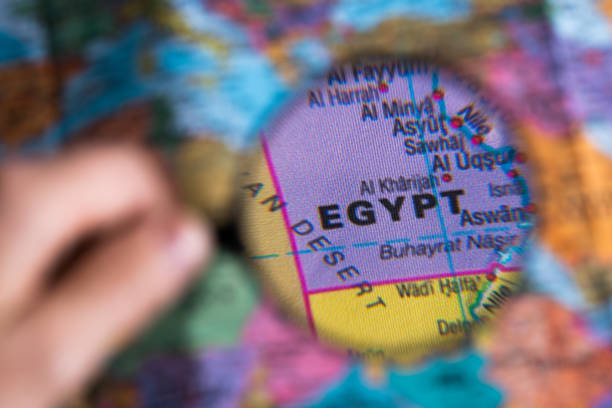 istock Map of Egypt through magnifying glass. 1758021258