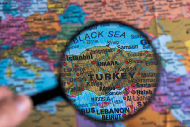 istock Map of Turkey through magnifying glass. 1758028620