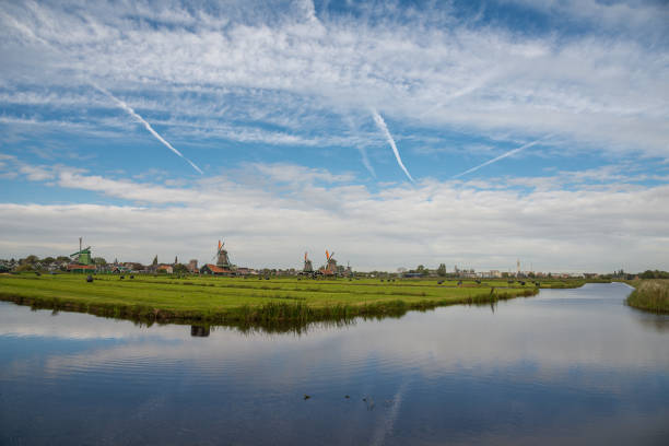 Windmills of Zaanse Schans town in Zaanstad