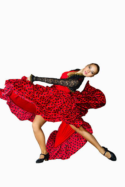 istock young dancer  dances in a red dress 175805631