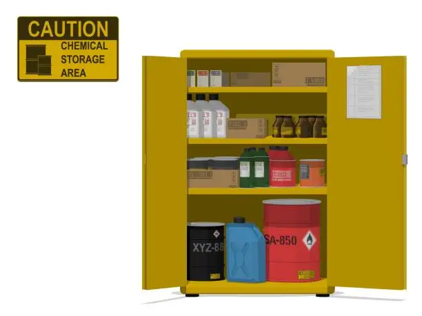 Vector illustration of Isolated chemical storage cabinet on white background