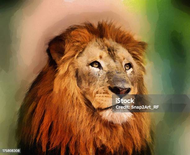 Royal King Lion Portrait Painting Stock Photo - Download Image Now - Lion - Feline, Africa, Animal Body Part