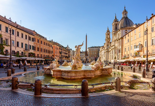Neptune fountain on Navona square in Rome, Italy